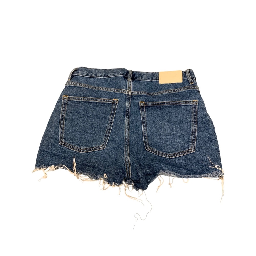 EVERLANE The Cheeky Short Denim Blue Raw Hem Button Fly Women Size 28